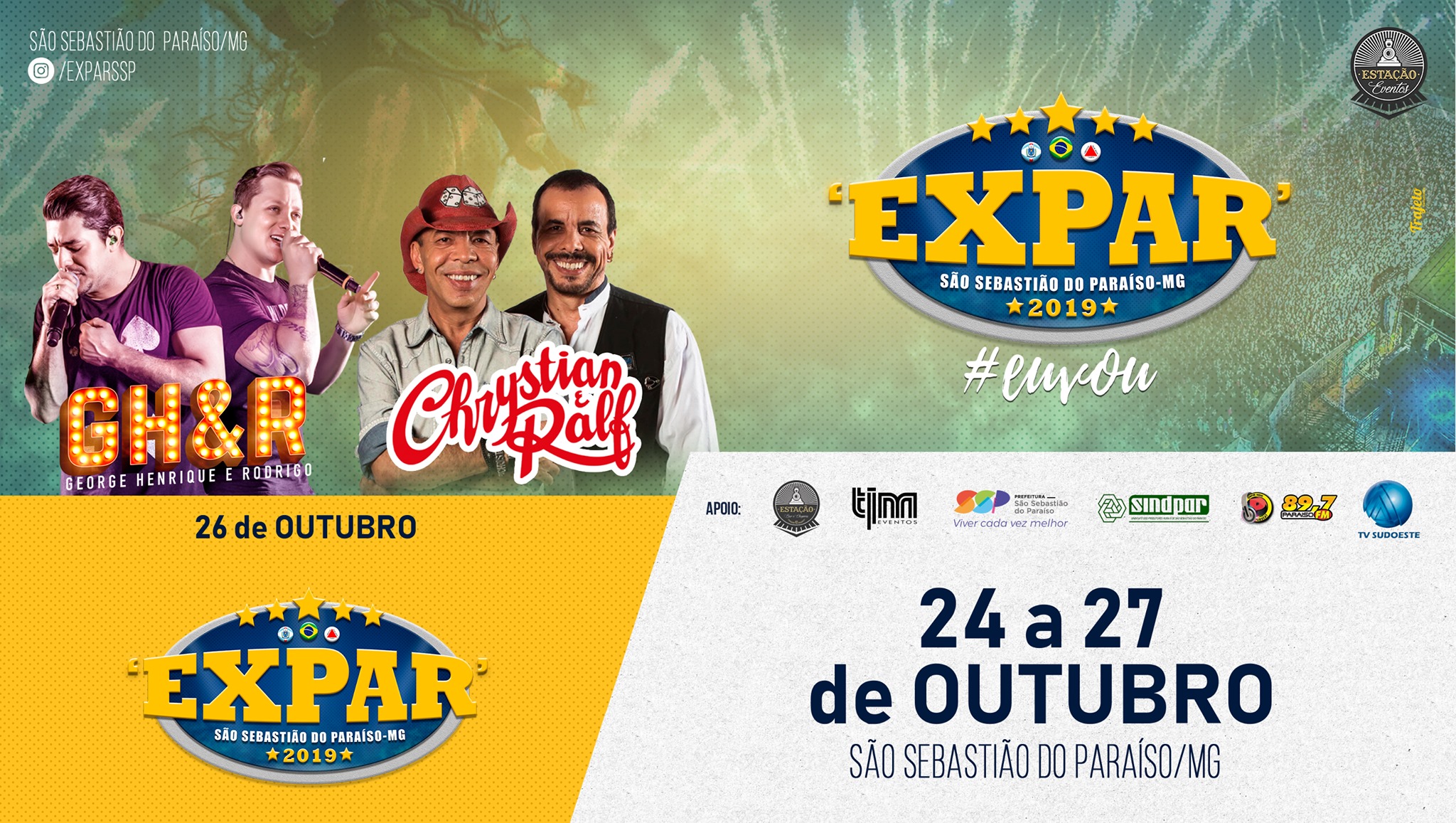 Expar 2019 - Show George Henrique e Rodrigo e Chrystian e Ralf São Sebastião do Paraíso MG.