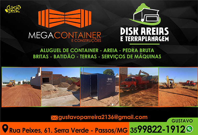 Mega Containers - Aluguel de Container, Areia, Terraplanagem 