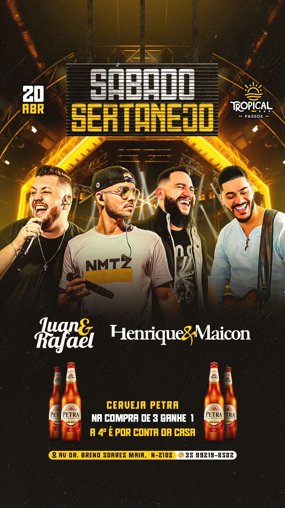 Sábado Sertanejo com Luan e Rafael + Henrique e Maicon - Tropical Bar | Passos MG