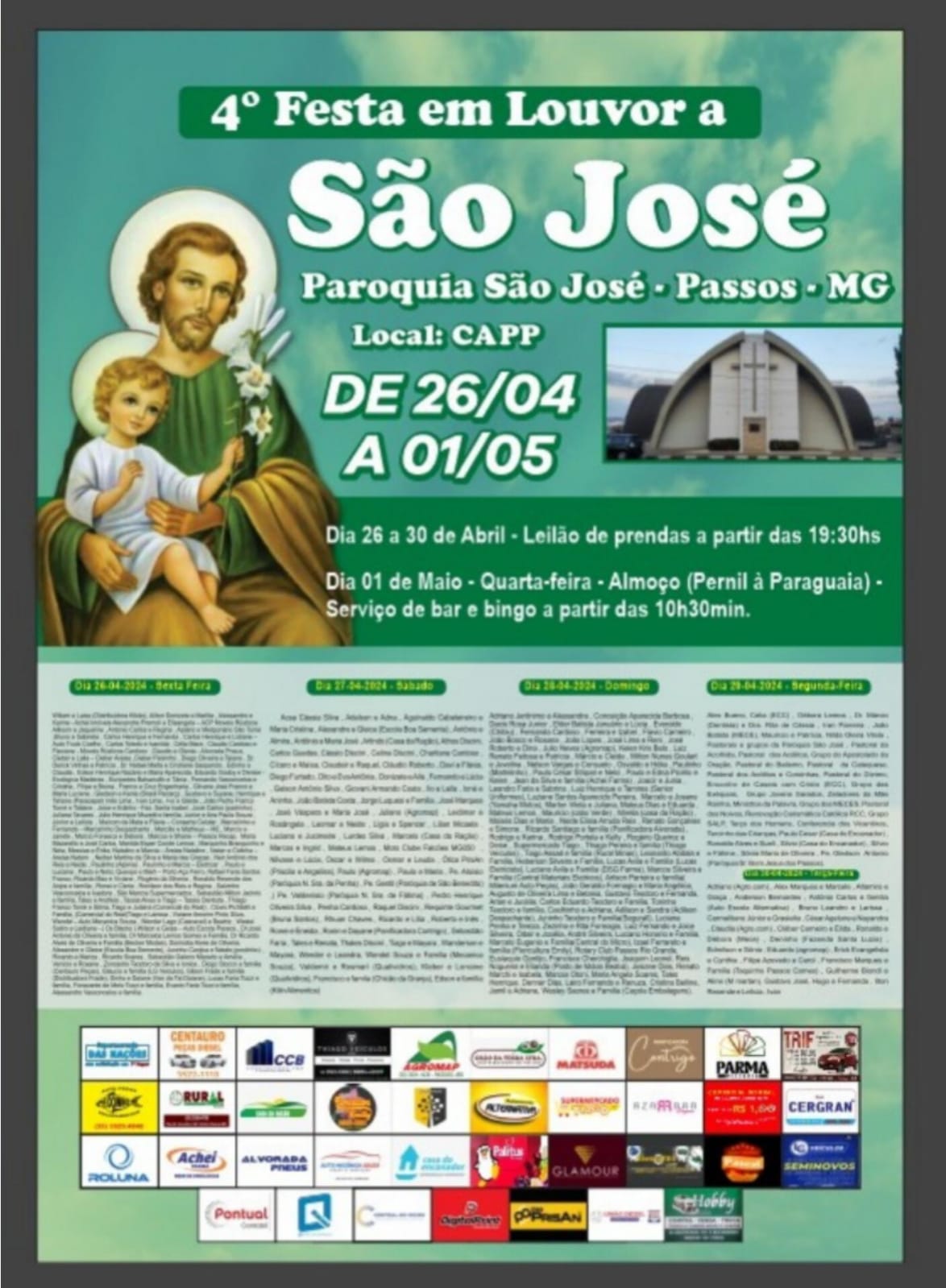 4ª Festa em Louvor a São José - Paróquia São José - Passos MG