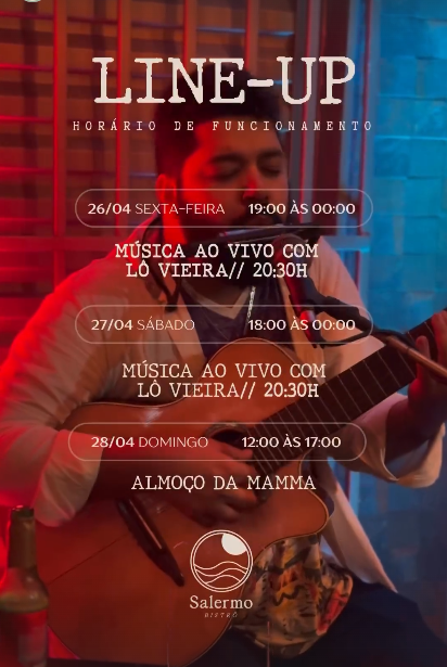 Música Ao Vivo com Lô Vieira - Salermo Bistrô | São João Batista do Glória MG