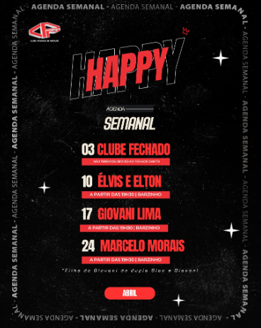 HAPPY HOUR - Agenda de Shows - Clube CPN | Passos MG