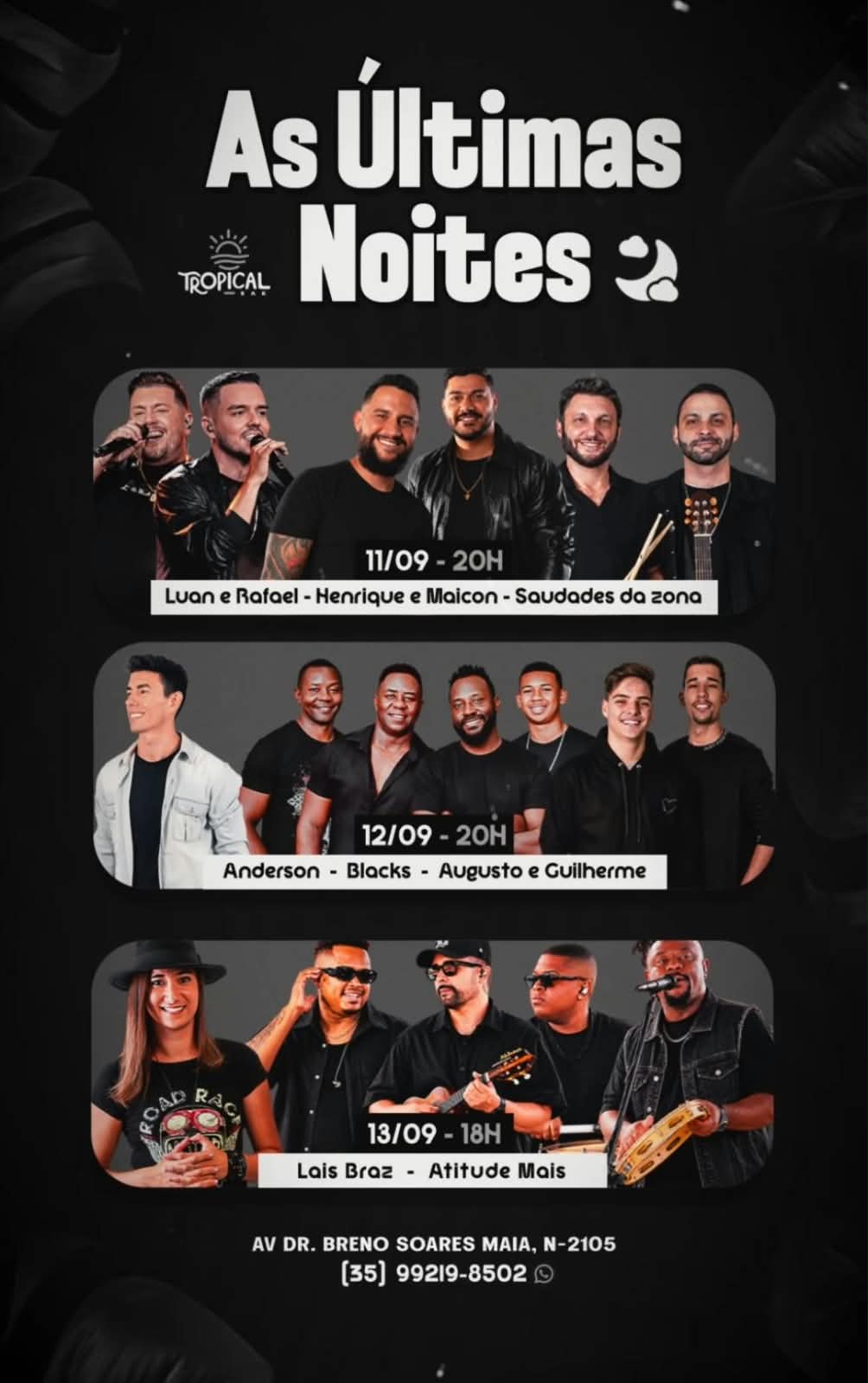 Agenda da Semana - Tropical Bar | Passos MG