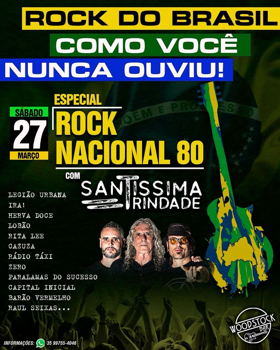 Especial Rock Nacional 80 com Santíssima Trindade - Woodstock Bar | Passos MG