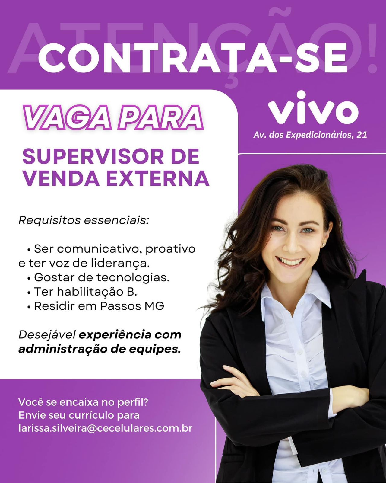 Vaga de Emprego: Vaga para Supervisor de Venda Externa | Passos MG