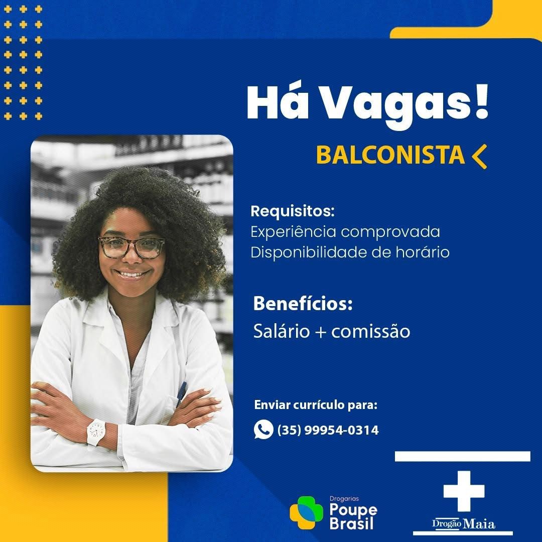 Vagas de emprego Passos - MG - Balconista - Drogão Maia