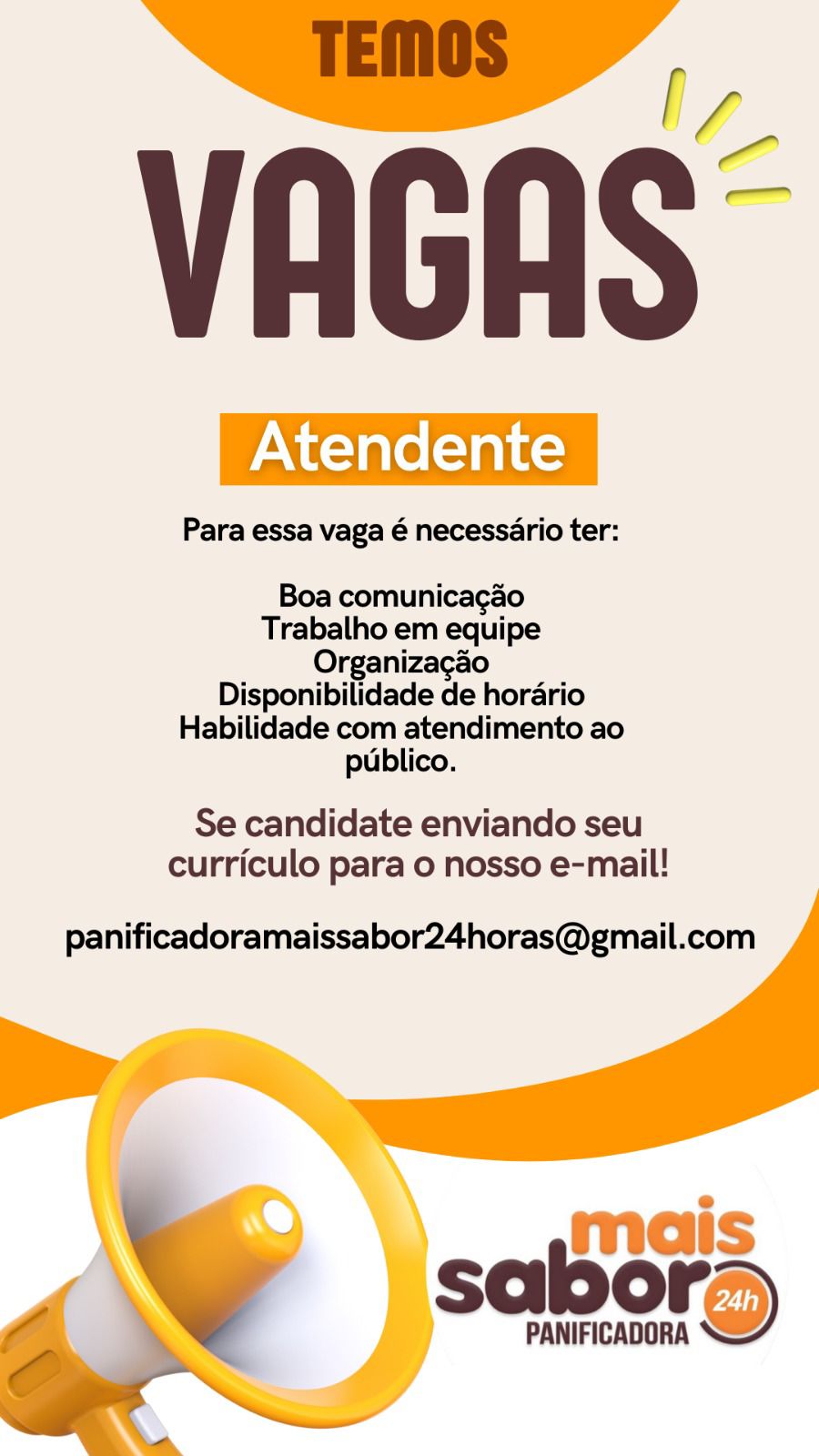 Vagas de emprego Passos-MG - Atendente - Mais Sabor Panificadora