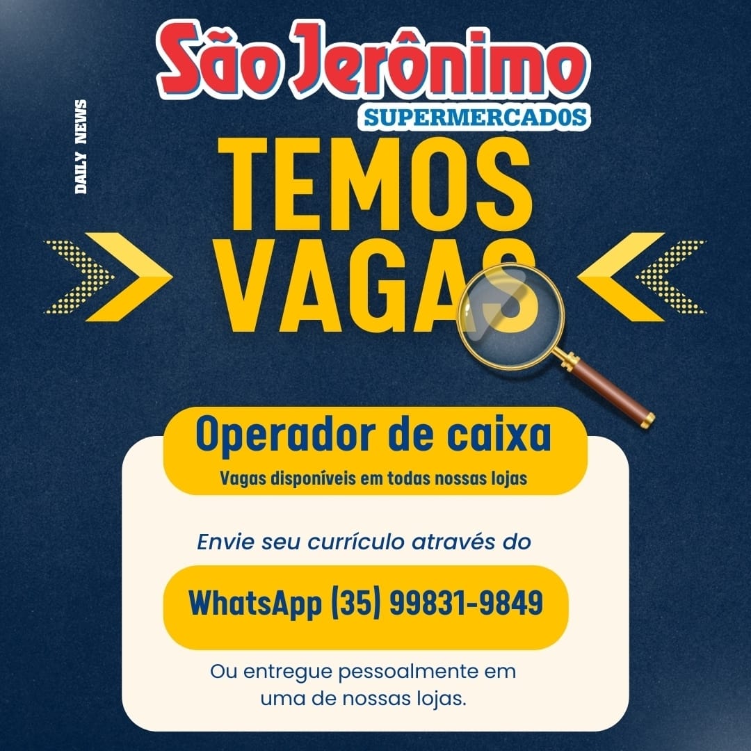 Vagas de Emprego Passos- MG - Operador de Caixa - Supermercado São Jerônimo
