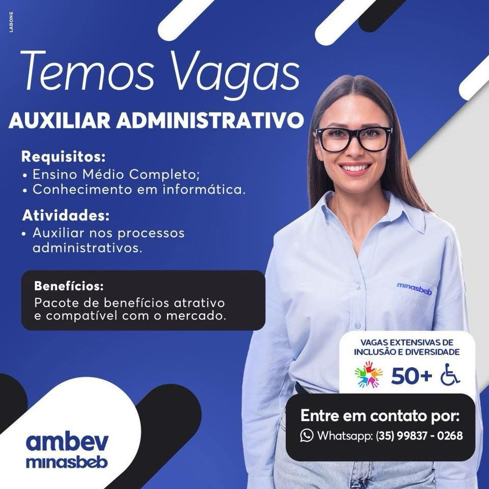 Vagas de emprego Passos - MG - Auxiliar Administrativo - Ambev 