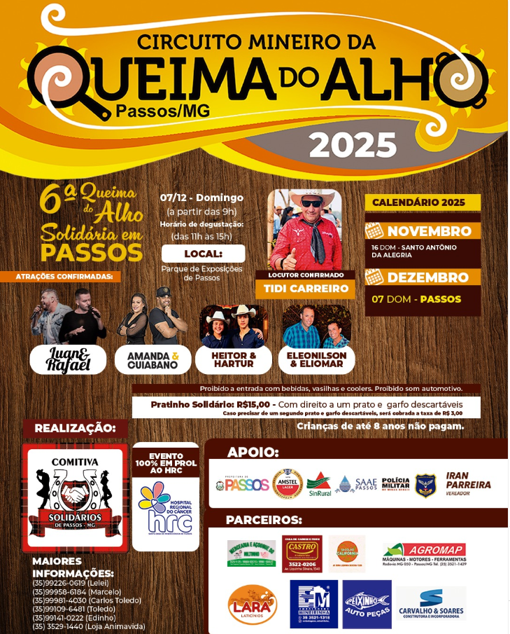 6ª Queima Do Alho Solidária HRC Passos - Parque De Exposicao | Passos MG
