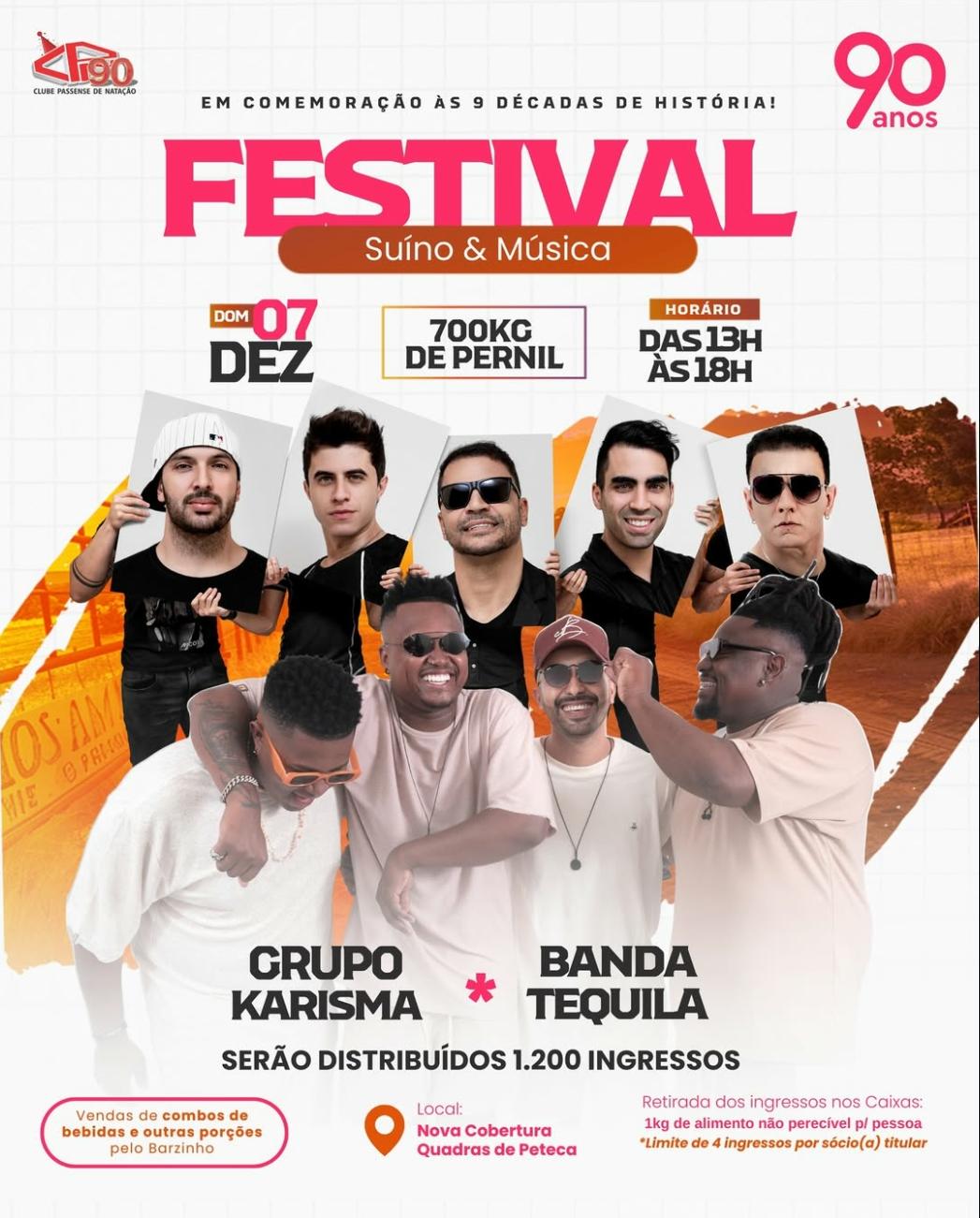 Festival Suíno e Música - Grupo Karisma + Banda Tequila - Clube CPN | 2025 Passos MG