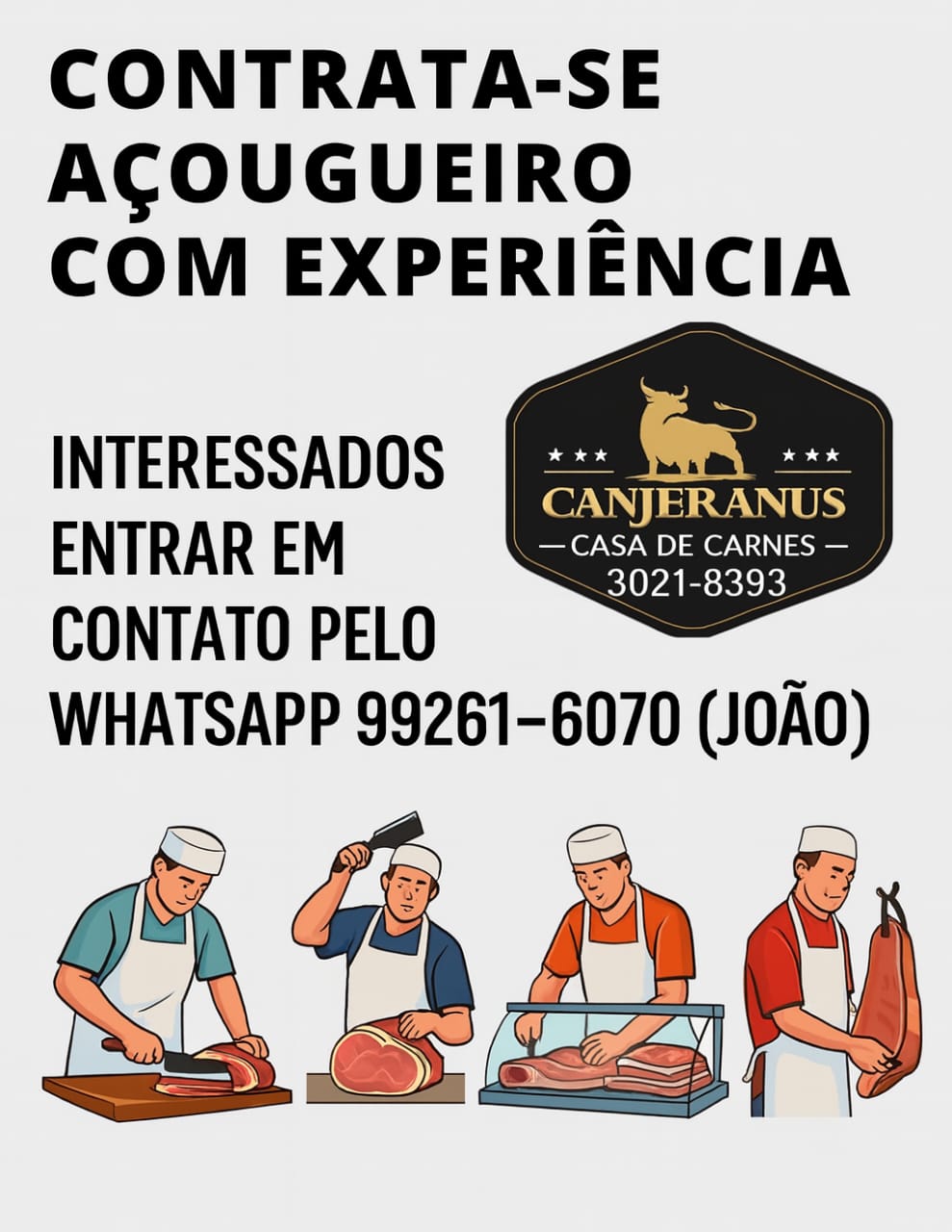 Vaga de Emprego - Açougueiro - Casa de Carnes Canjeranus | Passos MG